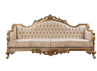 Dreisitziges klassisches barockes Rokoko-Polstersofa in Goldholzqualität